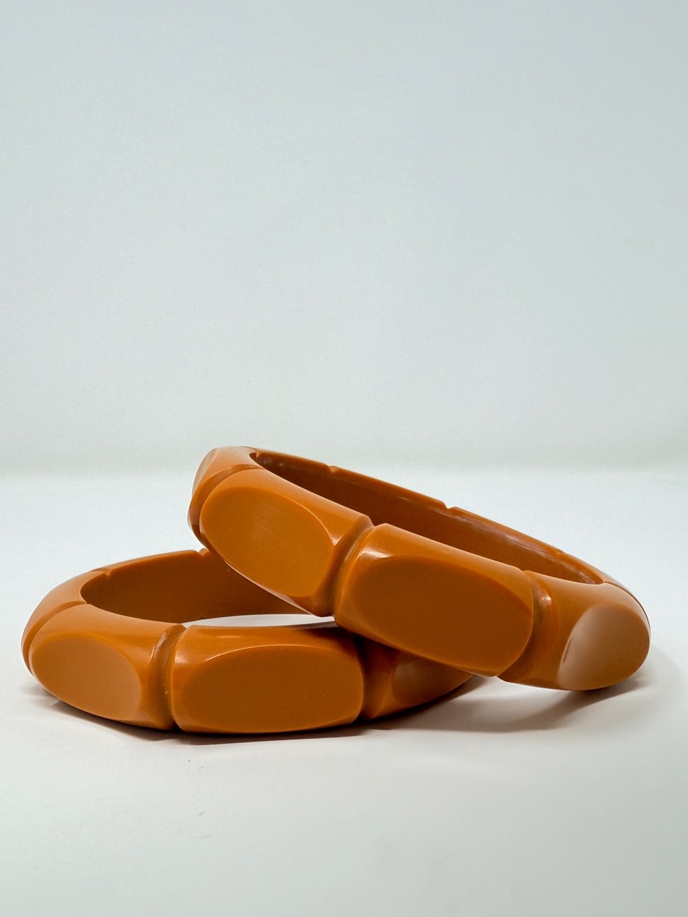 Deep Orange Bamboo Fakelite Bracelet